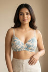 Zivame Floral Grace Padded Non Wired 3/4th Coverage Tshirt Bra - White Base With Blue Flower — thumbnail 2